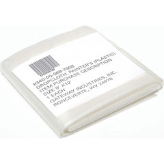 Ability One - Drop Cloths; Material: Plastic ; Thickness (mil): 2.00 ; Size: 12 x 9 ; Description: Plastic Drop Cloth ; Color: Transparent Clear - Exact Tool & Supply