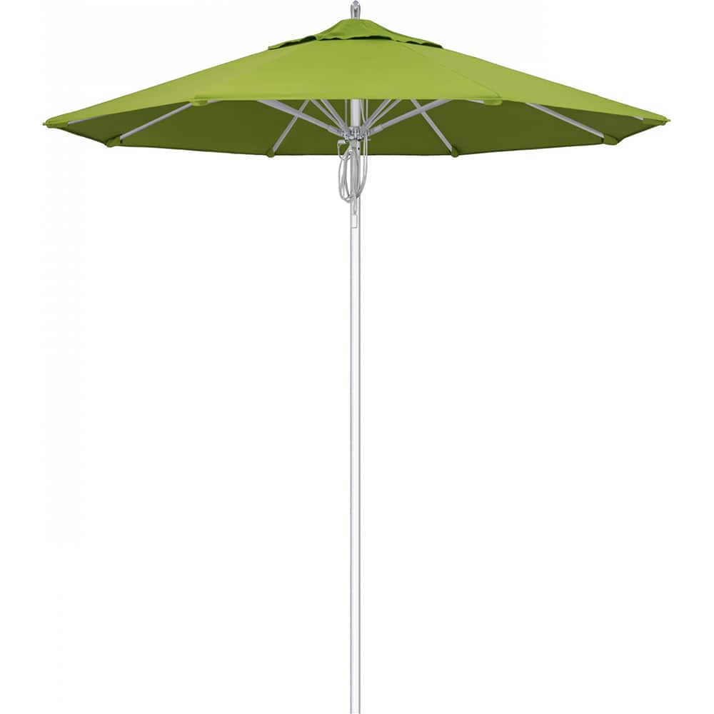 California Umbrella - Patio Umbrellas; Umbrella Diameter (Inch): 90 ; Height (Feet): 8.666 ; Fabric Color: Macaw ; Base Included: No ; Frame Material: Aluminum ; Frame Color: Silver - Exact Tool & Supply