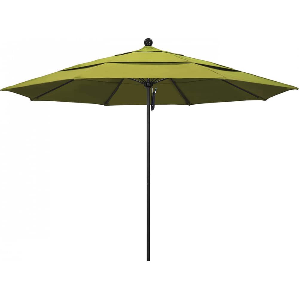 California Umbrella - Patio Umbrellas; Umbrella Diameter (Inch): 132 ; Height (Feet): 8.916 ; Fabric Color: Kiwi ; Base Included: No ; Frame Material: Aluminum ; Frame Color: Black - Exact Tool & Supply