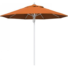 California Umbrella - Patio Umbrellas; Umbrella Diameter (Inch): 108 ; Height (Feet): 8.666 ; Fabric Color: Tuscan ; Base Included: No ; Frame Material: Aluminum ; Frame Color: Silver - Exact Tool & Supply