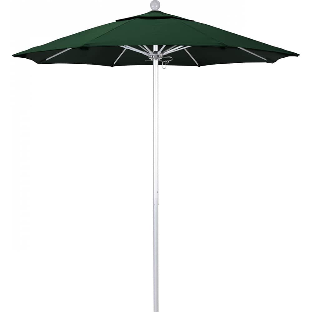 California Umbrella - Patio Umbrellas; Umbrella Diameter (Inch): 90 ; Height (Feet): 8.000 ; Fabric Color: Hunter Green ; Base Included: No ; Frame Material: Aluminum ; Frame Color: Silver - Exact Tool & Supply