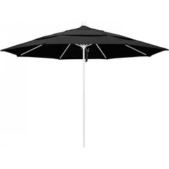 California Umbrella - Patio Umbrellas; Umbrella Diameter (Inch): 132 ; Height (Feet): 8.916 ; Fabric Color: Black ; Base Included: No ; Frame Material: Aluminum ; Frame Color: White - Exact Tool & Supply