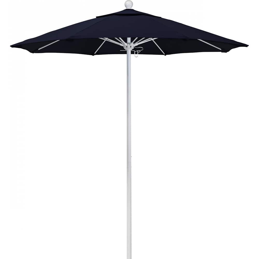 California Umbrella - Patio Umbrellas; Umbrella Diameter (Inch): 90 ; Height (Feet): 8.000 ; Fabric Color: Navy Blue ; Base Included: No ; Frame Material: Aluminum ; Frame Color: White - Exact Tool & Supply
