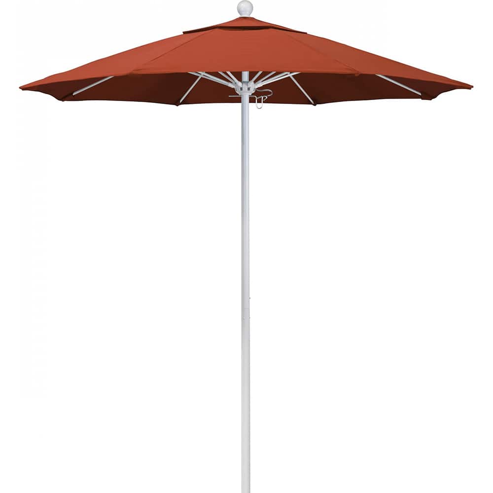California Umbrella - Patio Umbrellas; Umbrella Diameter (Inch): 90 ; Height (Feet): 8.000 ; Fabric Color: Sunset ; Base Included: No ; Frame Material: Aluminum ; Frame Color: White - Exact Tool & Supply
