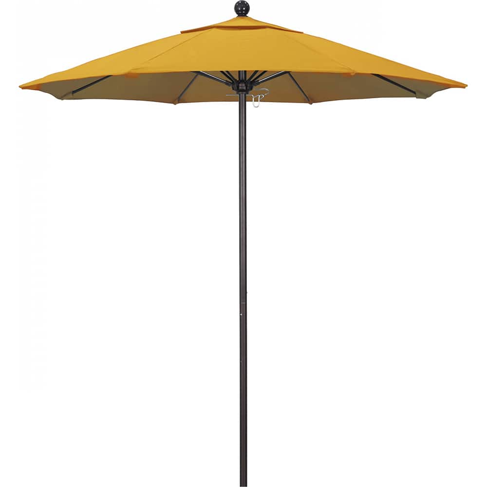 California Umbrella - Patio Umbrellas; Umbrella Diameter (Inch): 90 ; Height (Feet): 8.000 ; Fabric Color: Lemon ; Base Included: No ; Frame Material: Aluminum ; Frame Color: Bronze - Exact Tool & Supply
