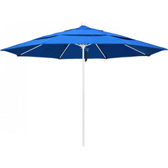California Umbrella - Patio Umbrellas; Umbrella Diameter (Inch): 132 ; Height (Feet): 8.916 ; Fabric Color: Royal Blue ; Base Included: No ; Frame Material: Aluminum ; Frame Color: White - Exact Tool & Supply