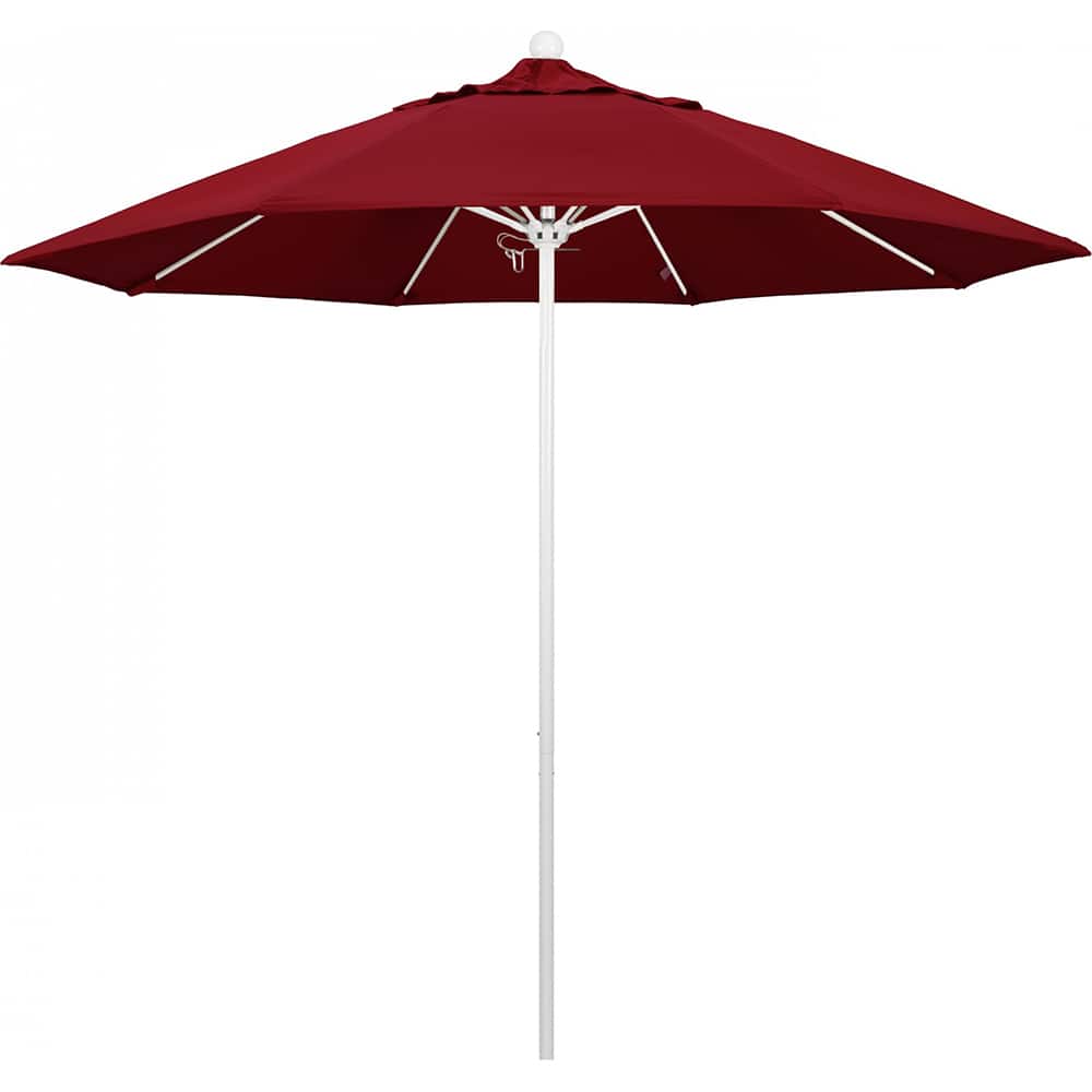 California Umbrella - Patio Umbrellas; Umbrella Diameter (Inch): 108 ; Height (Feet): 8.583 ; Fabric Color: Red ; Base Included: No ; Frame Material: Aluminum ; Frame Color: White - Exact Tool & Supply