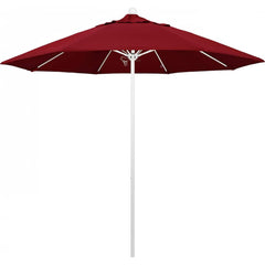 California Umbrella - Patio Umbrellas; Umbrella Diameter (Inch): 108 ; Height (Feet): 8.583 ; Fabric Color: Red ; Base Included: No ; Frame Material: Aluminum ; Frame Color: White - Exact Tool & Supply