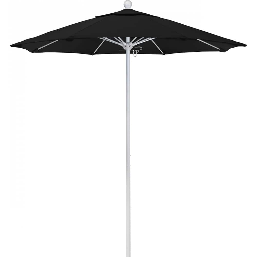 California Umbrella - Patio Umbrellas; Umbrella Diameter (Inch): 90 ; Height (Feet): 8.000 ; Fabric Color: Black ; Base Included: No ; Frame Material: Aluminum ; Frame Color: White - Exact Tool & Supply