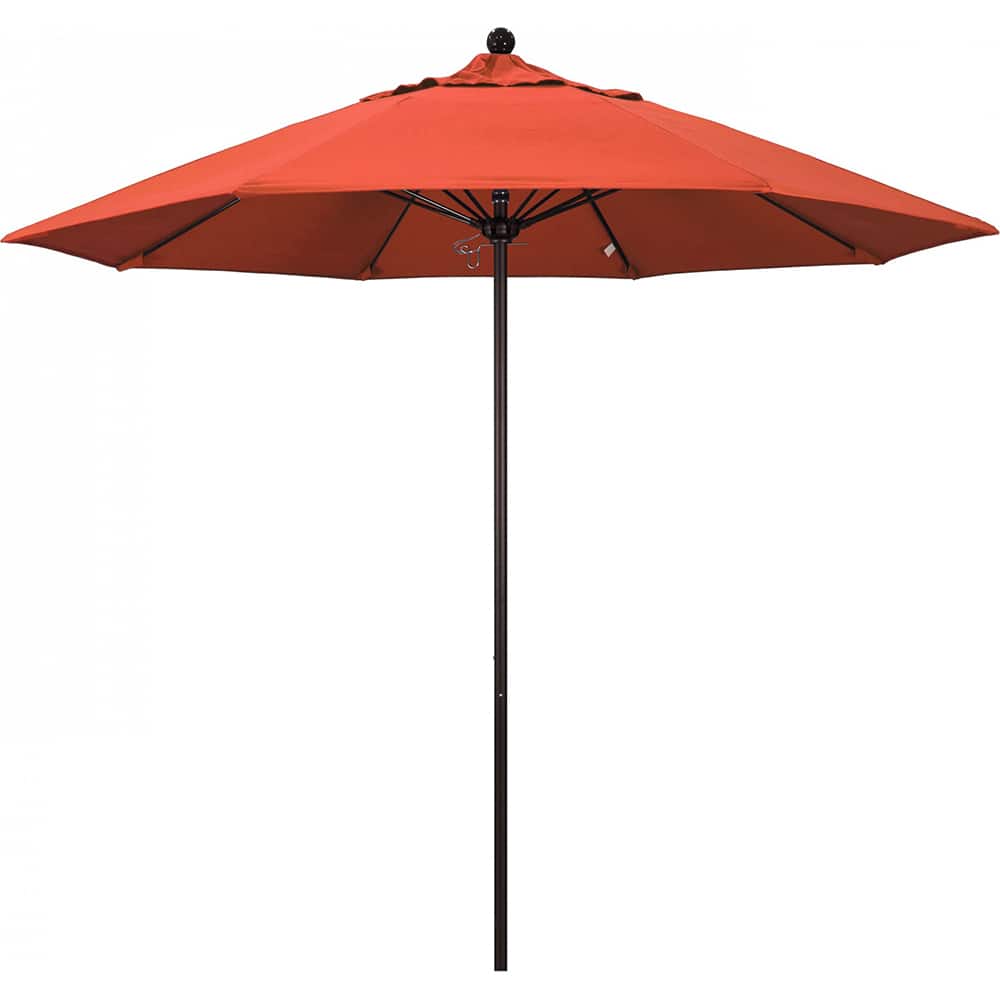 California Umbrella - Patio Umbrellas; Umbrella Diameter (Inch): 108 ; Height (Feet): 8.583 ; Fabric Color: Sunset ; Base Included: No ; Frame Material: Aluminum ; Frame Color: Bronze - Exact Tool & Supply