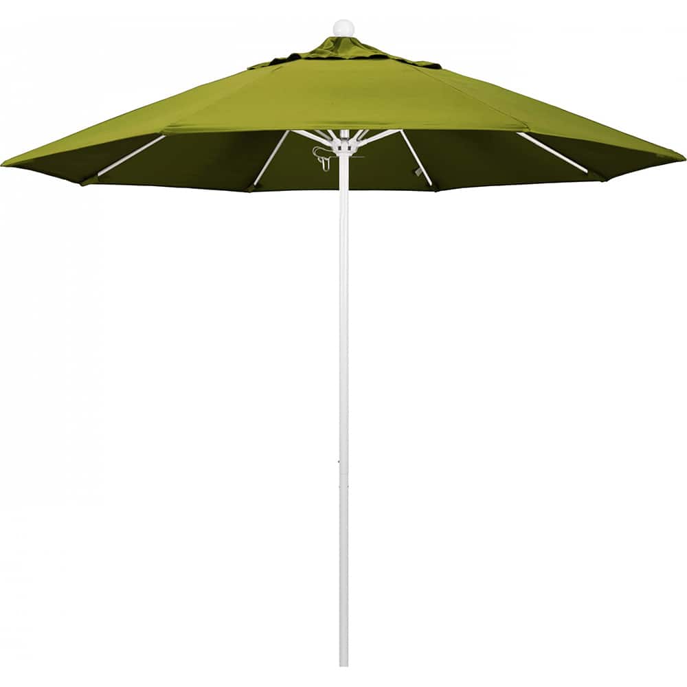 California Umbrella - Patio Umbrellas; Umbrella Diameter (Inch): 108 ; Height (Feet): 8.583 ; Fabric Color: Kiwi ; Base Included: No ; Frame Material: Aluminum ; Frame Color: White - Exact Tool & Supply