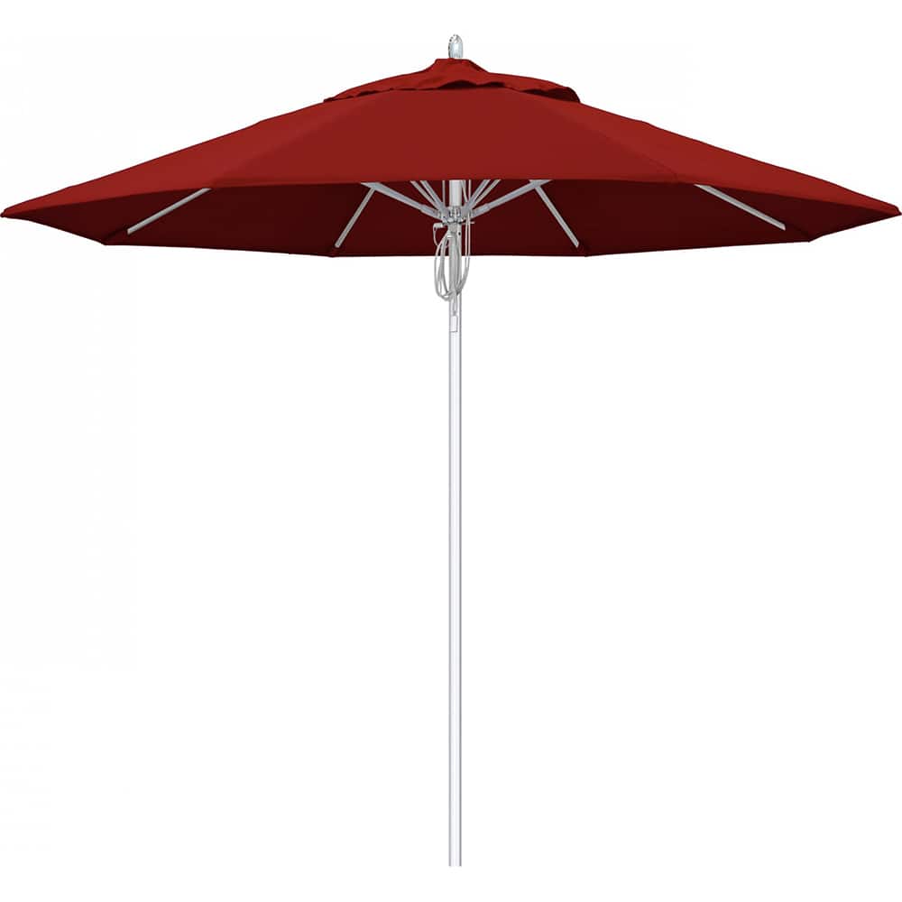 California Umbrella - Patio Umbrellas; Umbrella Diameter (Inch): 108 ; Height (Feet): 8.666 ; Fabric Color: Red ; Base Included: No ; Frame Material: Aluminum ; Frame Color: Silver - Exact Tool & Supply