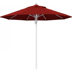 California Umbrella - Patio Umbrellas; Umbrella Diameter (Inch): 108 ; Height (Feet): 8.666 ; Fabric Color: Red ; Base Included: No ; Frame Material: Aluminum ; Frame Color: Silver - Exact Tool & Supply