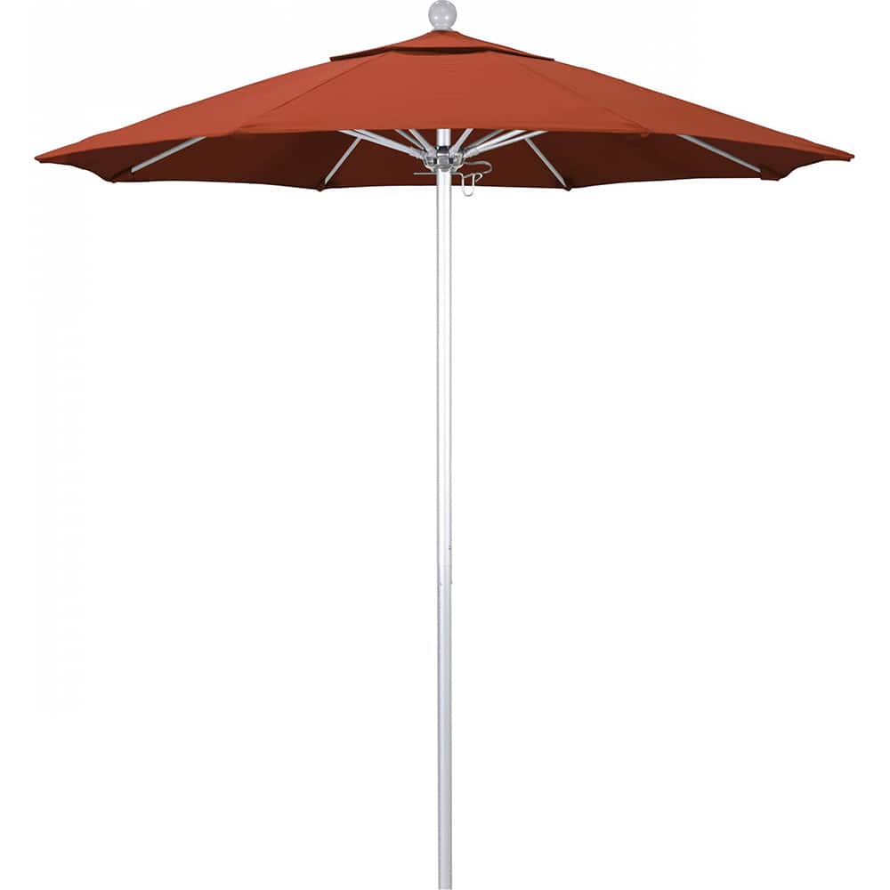California Umbrella - Patio Umbrellas; Umbrella Diameter (Inch): 90 ; Height (Feet): 8.000 ; Fabric Color: Sunset ; Base Included: No ; Frame Material: Aluminum ; Frame Color: Silver - Exact Tool & Supply