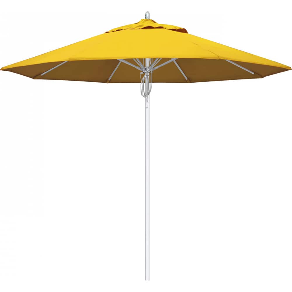 California Umbrella - Patio Umbrellas; Umbrella Diameter (Inch): 90 ; Height (Feet): 9.000 ; Fabric Color: Sunflower Yellow ; Base Included: No ; Frame Material: Aluminum ; Frame Color: Silver - Exact Tool & Supply