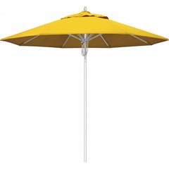 California Umbrella - Patio Umbrellas; Umbrella Diameter (Inch): 90 ; Height (Feet): 9.000 ; Fabric Color: Sunflower Yellow ; Base Included: No ; Frame Material: Aluminum ; Frame Color: Silver - Exact Tool & Supply
