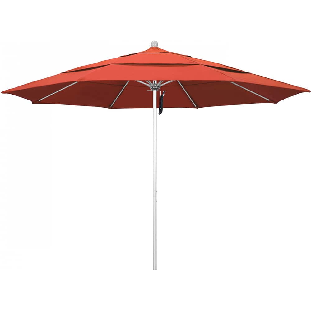 California Umbrella - Patio Umbrellas; Umbrella Diameter (Inch): 132 ; Height (Feet): 8.916 ; Fabric Color: Sunset ; Base Included: No ; Frame Material: Aluminum ; Frame Color: Silver - Exact Tool & Supply