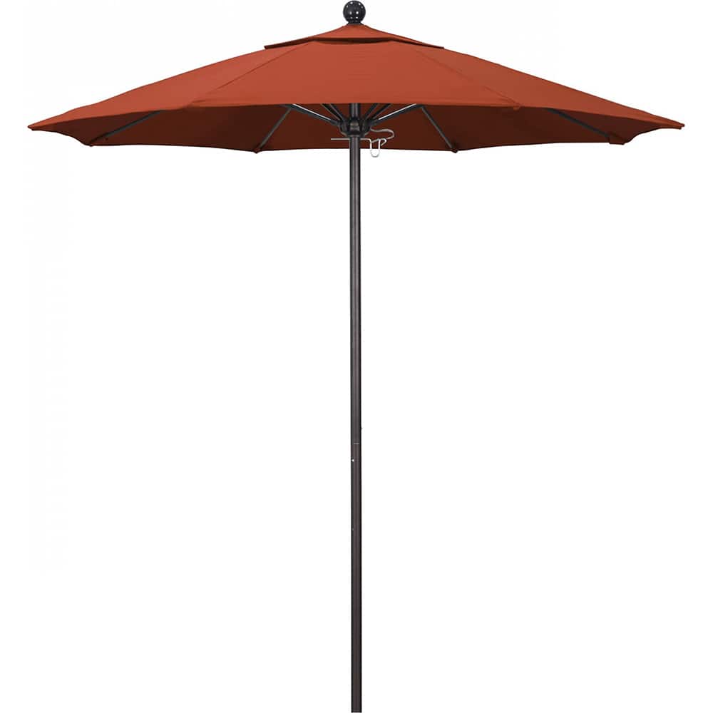 California Umbrella - Patio Umbrellas; Umbrella Diameter (Inch): 90 ; Height (Feet): 8.000 ; Fabric Color: Sunset ; Base Included: No ; Frame Material: Aluminum ; Frame Color: Bronze - Exact Tool & Supply