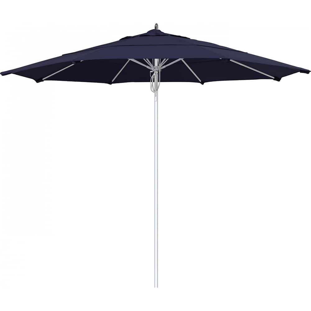 California Umbrella - Patio Umbrellas; Umbrella Diameter (Inch): 132 ; Height (Feet): 8.666 ; Fabric Color: Navy Blue ; Base Included: No ; Frame Material: Aluminum ; Frame Color: Silver - Exact Tool & Supply