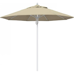 California Umbrella - Patio Umbrellas; Umbrella Diameter (Inch): 108 ; Height (Feet): 8.666 ; Fabric Color: Antique Beige ; Base Included: No ; Frame Material: Aluminum ; Frame Color: Silver - Exact Tool & Supply
