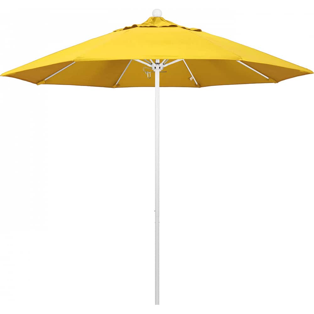 California Umbrella - Patio Umbrellas; Umbrella Diameter (Inch): 108 ; Height (Feet): 8.583 ; Fabric Color: Lemon ; Base Included: No ; Frame Material: Aluminum ; Frame Color: White - Exact Tool & Supply