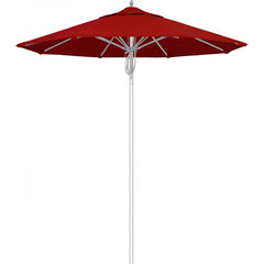 California Umbrella - Patio Umbrellas; Umbrella Diameter (Inch): 90 ; Height (Feet): 8.666 ; Fabric Color: Red ; Base Included: No ; Frame Material: Aluminum ; Frame Color: Silver - Exact Tool & Supply