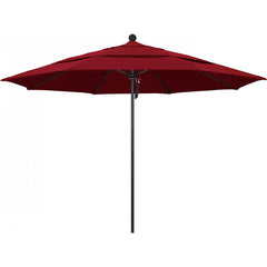 California Umbrella - Patio Umbrellas; Umbrella Diameter (Inch): 132 ; Height (Feet): 8.916 ; Fabric Color: Red ; Base Included: No ; Frame Material: Aluminum ; Frame Color: Black - Exact Tool & Supply