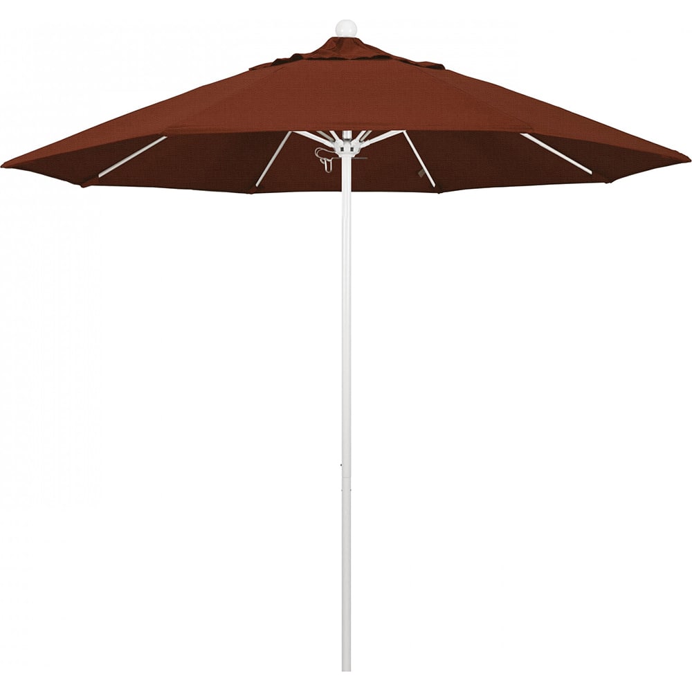 California Umbrella - Patio Umbrellas; Umbrella Diameter (Inch): 108 ; Height (Feet): 8.583 ; Fabric Color: Terracotta ; Base Included: No ; Frame Material: Aluminum ; Frame Color: White - Exact Tool & Supply