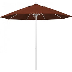 California Umbrella - Patio Umbrellas; Umbrella Diameter (Inch): 108 ; Height (Feet): 8.583 ; Fabric Color: Terracotta ; Base Included: No ; Frame Material: Aluminum ; Frame Color: White - Exact Tool & Supply