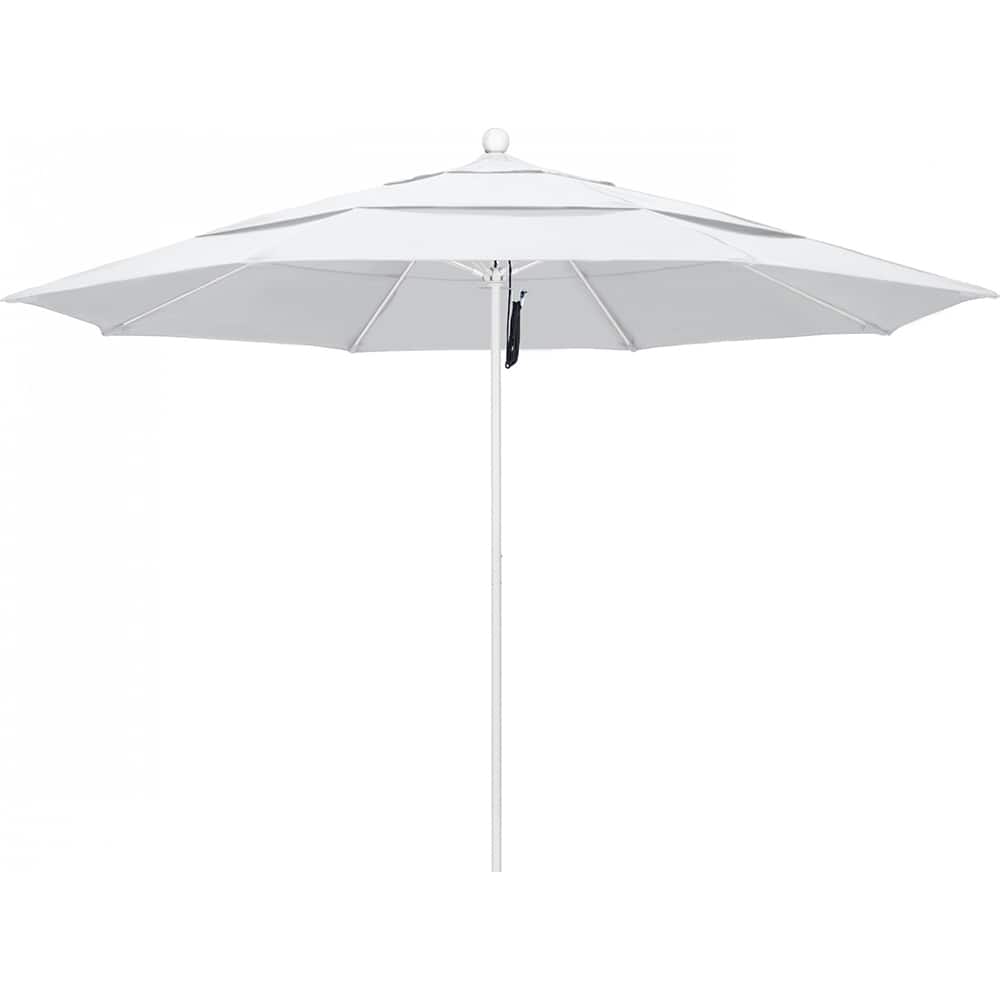 California Umbrella - Patio Umbrellas; Umbrella Diameter (Inch): 132 ; Height (Feet): 8.916 ; Fabric Color: White ; Base Included: No ; Frame Material: Aluminum ; Frame Color: White - Exact Tool & Supply
