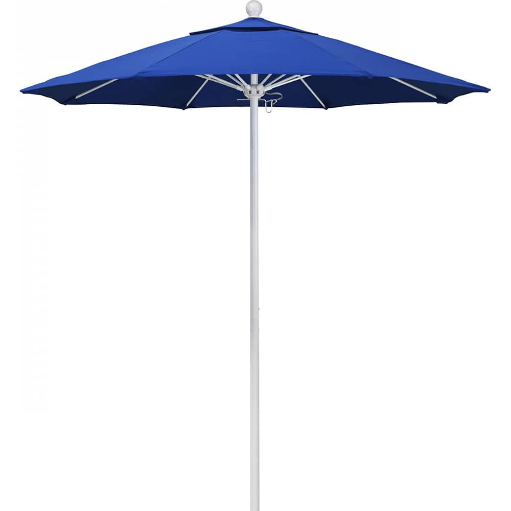 California Umbrella - Patio Umbrellas; Umbrella Diameter (Inch): 90 ; Height (Feet): 8.000 ; Fabric Color: Royal Blue ; Base Included: No ; Frame Material: Aluminum ; Frame Color: White - Exact Tool & Supply