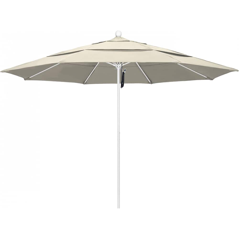 California Umbrella - Patio Umbrellas; Umbrella Diameter (Inch): 132 ; Height (Feet): 8.916 ; Fabric Color: Beige ; Base Included: No ; Frame Material: Aluminum ; Frame Color: White - Exact Tool & Supply
