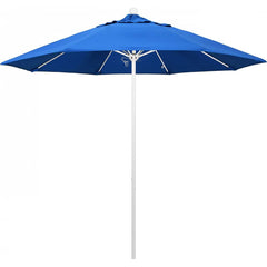 California Umbrella - Patio Umbrellas; Umbrella Diameter (Inch): 108 ; Height (Feet): 8.583 ; Fabric Color: Royal Blue ; Base Included: No ; Frame Material: Aluminum ; Frame Color: White - Exact Tool & Supply