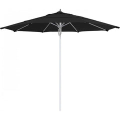 California Umbrella - Patio Umbrellas; Umbrella Diameter (Inch): 132 ; Height (Feet): 8.666 ; Fabric Color: Black ; Base Included: No ; Frame Material: Aluminum ; Frame Color: Silver - Exact Tool & Supply