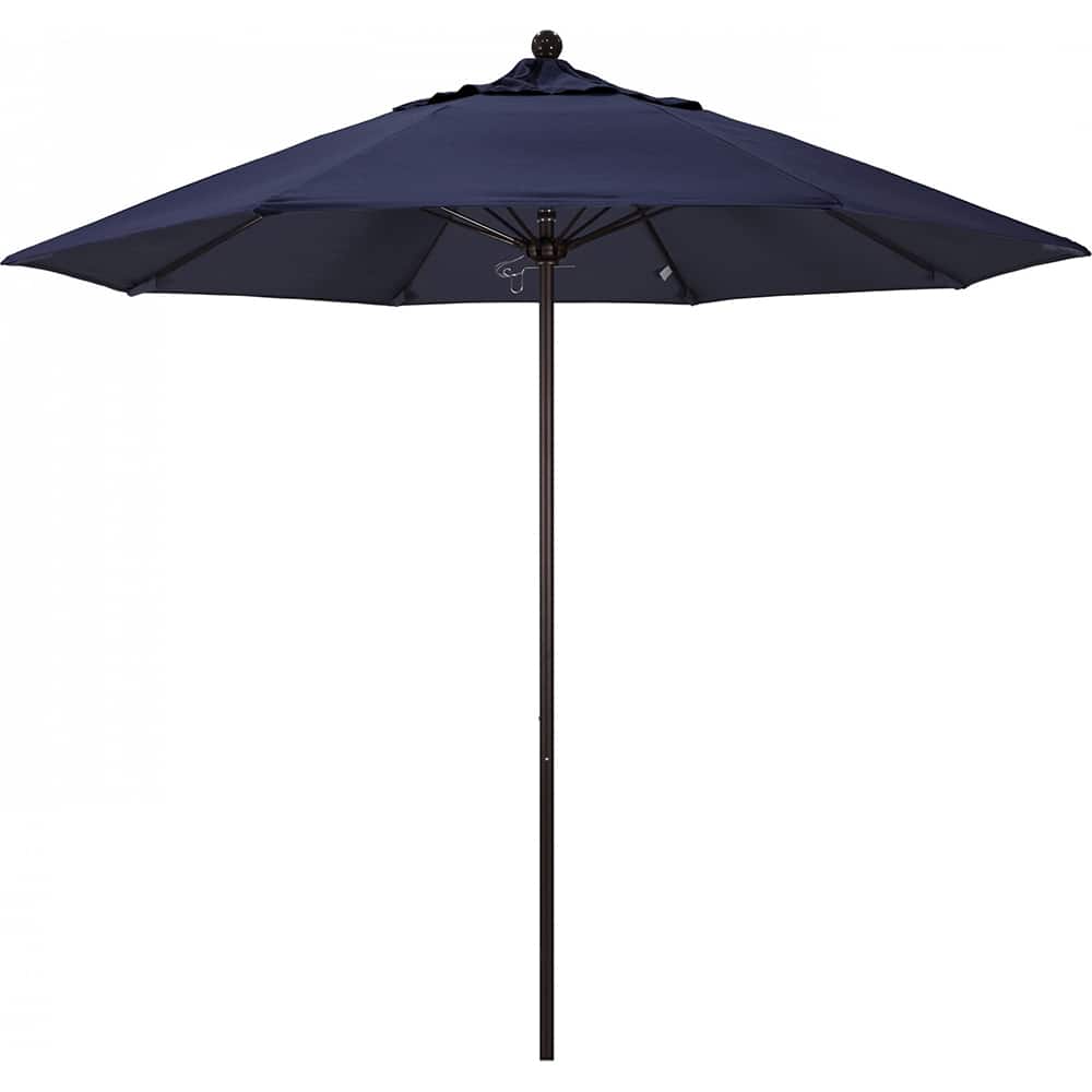 California Umbrella - Patio Umbrellas; Umbrella Diameter (Inch): 108 ; Height (Feet): 8.583 ; Fabric Color: Navy Blue ; Base Included: No ; Frame Material: Aluminum ; Frame Color: Bronze - Exact Tool & Supply