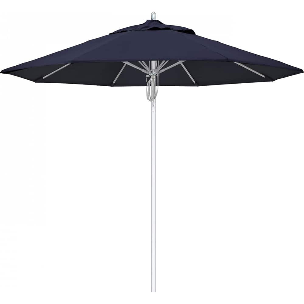 California Umbrella - Patio Umbrellas; Umbrella Diameter (Inch): 108 ; Height (Feet): 8.583 ; Fabric Color: Navy Blue ; Base Included: No ; Frame Material: Aluminum ; Frame Color: Silver - Exact Tool & Supply