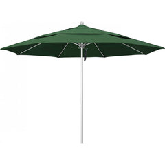 California Umbrella - Patio Umbrellas; Umbrella Diameter (Inch): 132 ; Height (Feet): 8.916 ; Fabric Color: Hunter Green ; Base Included: No ; Frame Material: Aluminum ; Frame Color: Silver - Exact Tool & Supply