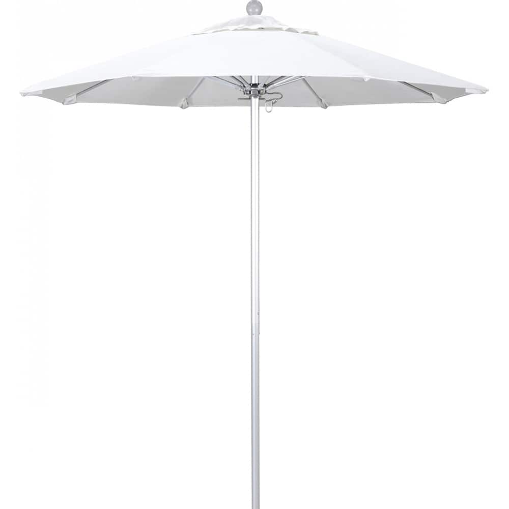 California Umbrella - Patio Umbrellas; Umbrella Diameter (Inch): 90 ; Height (Feet): 8.000 ; Fabric Color: White ; Base Included: No ; Frame Material: Aluminum ; Frame Color: Silver - Exact Tool & Supply