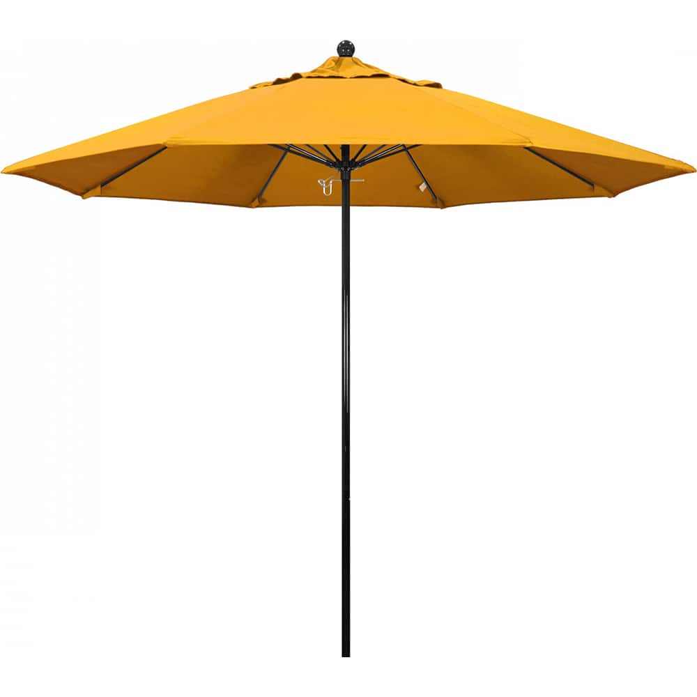 California Umbrella - Patio Umbrellas; Umbrella Diameter (Inch): 108 ; Height (Feet): 8.750 ; Fabric Color: Pacifica Yellow ; Base Included: No ; Frame Material: Aluminum ; Frame Color: Black - Exact Tool & Supply