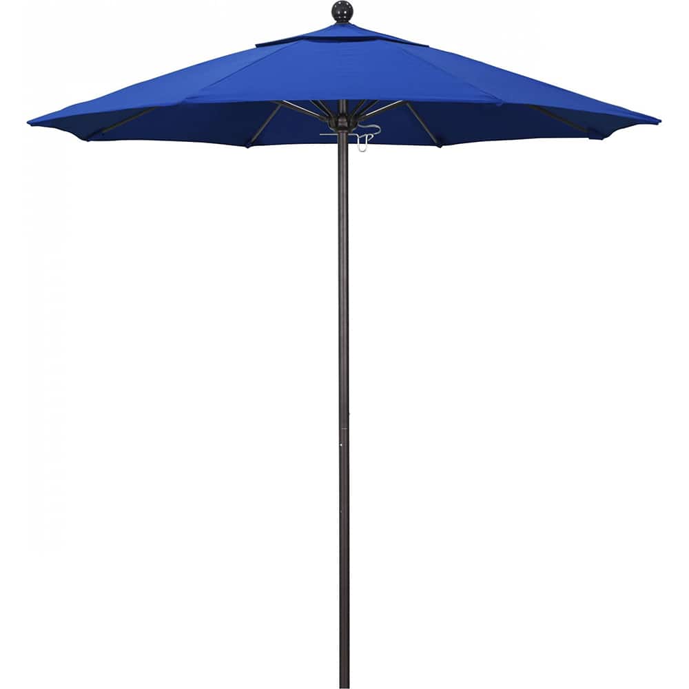 California Umbrella - Patio Umbrellas; Umbrella Diameter (Inch): 90 ; Height (Feet): 8.000 ; Fabric Color: Royal Blue ; Base Included: No ; Frame Material: Aluminum ; Frame Color: Bronze - Exact Tool & Supply
