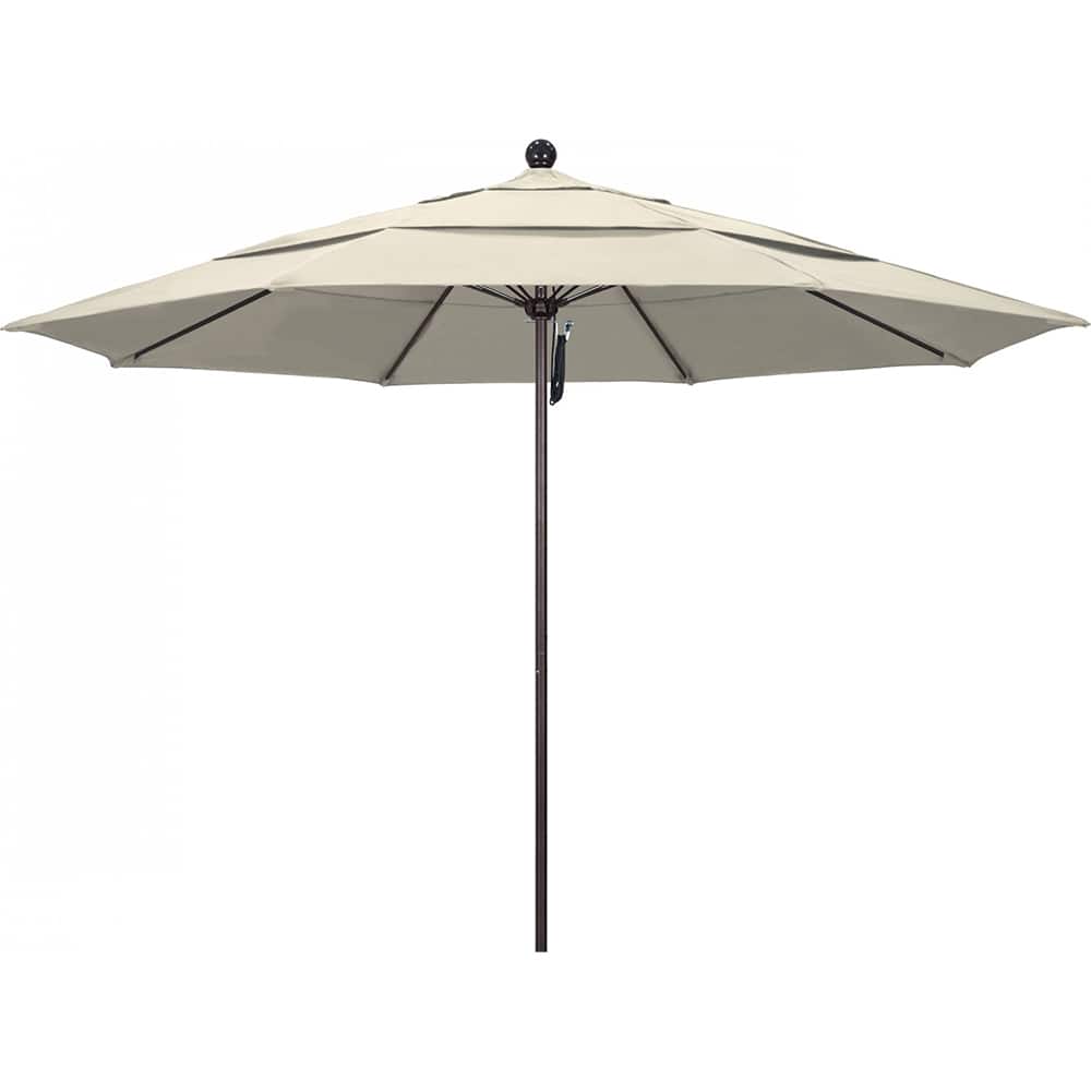 California Umbrella - Patio Umbrellas; Umbrella Diameter (Inch): 132 ; Height (Feet): 8.916 ; Fabric Color: Beige ; Base Included: No ; Frame Material: Aluminum ; Frame Color: Bronze - Exact Tool & Supply