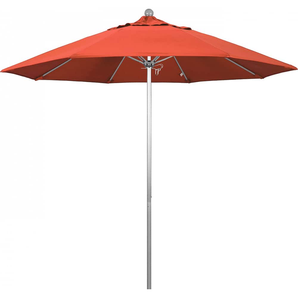 California Umbrella - Patio Umbrellas; Umbrella Diameter (Inch): 108 ; Height (Feet): 8.583 ; Fabric Color: Sunset ; Base Included: No ; Frame Material: Aluminum ; Frame Color: Silver - Exact Tool & Supply