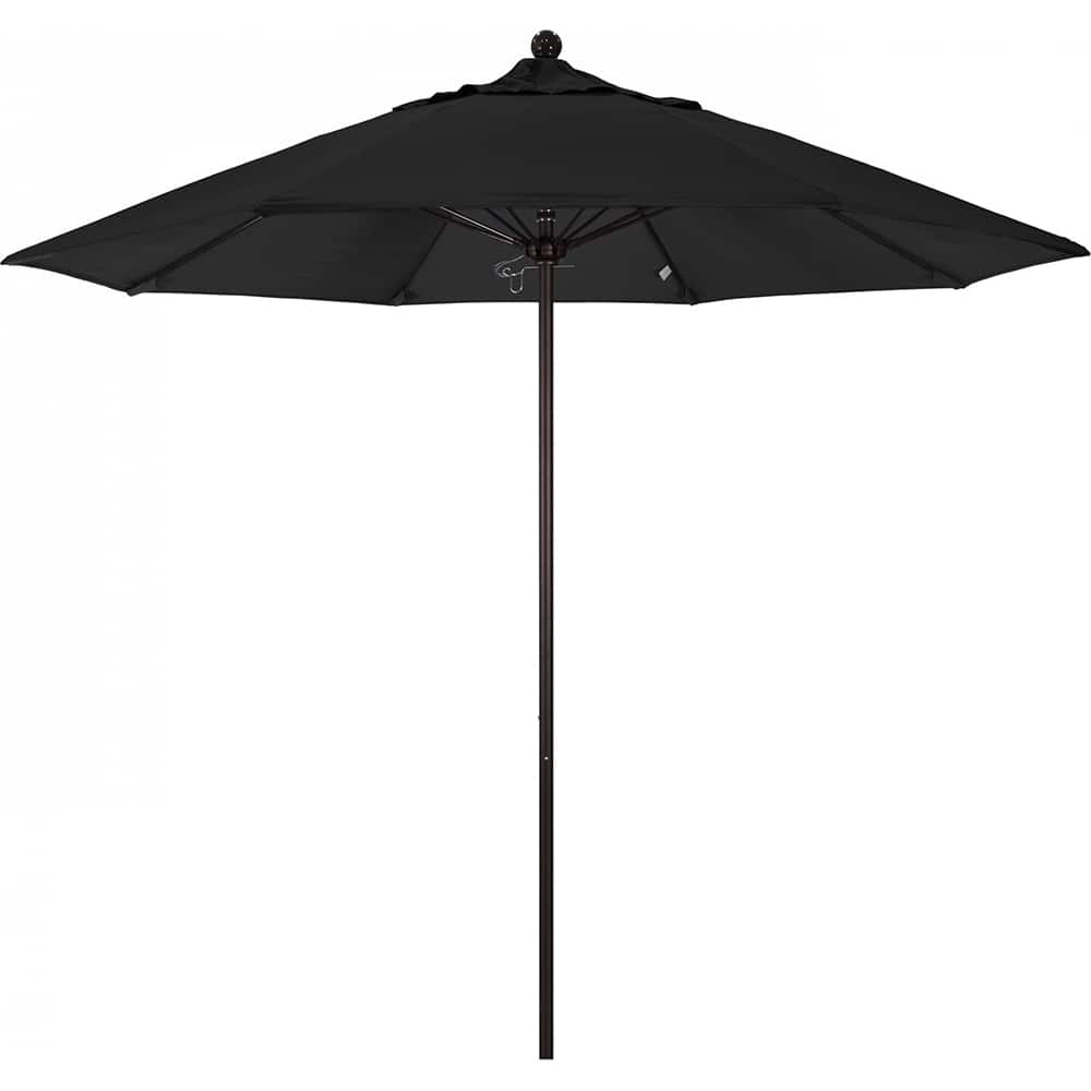 California Umbrella - Patio Umbrellas; Umbrella Diameter (Inch): 108 ; Height (Feet): 8.583 ; Fabric Color: Black ; Base Included: No ; Frame Material: Aluminum ; Frame Color: Bronze - Exact Tool & Supply