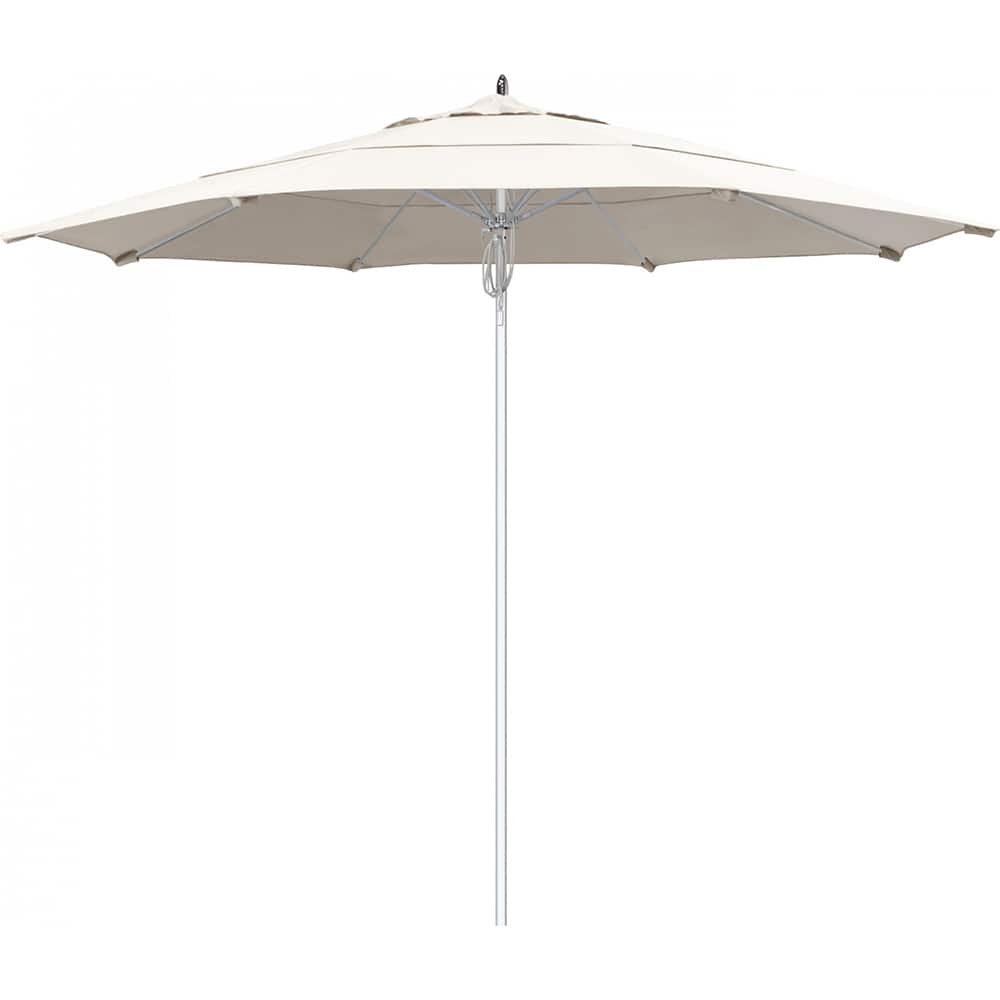 California Umbrella - Patio Umbrellas; Umbrella Diameter (Inch): 132 ; Height (Feet): 8.666 ; Fabric Color: Natural ; Base Included: No ; Frame Material: Aluminum ; Frame Color: Silver - Exact Tool & Supply