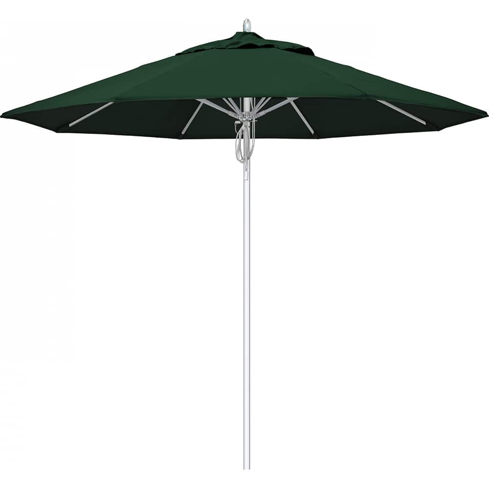 California Umbrella - Patio Umbrellas; Umbrella Diameter (Inch): 90 ; Height (Feet): 9.000 ; Fabric Color: Forest Green ; Base Included: No ; Frame Material: Aluminum ; Frame Color: Silver - Exact Tool & Supply