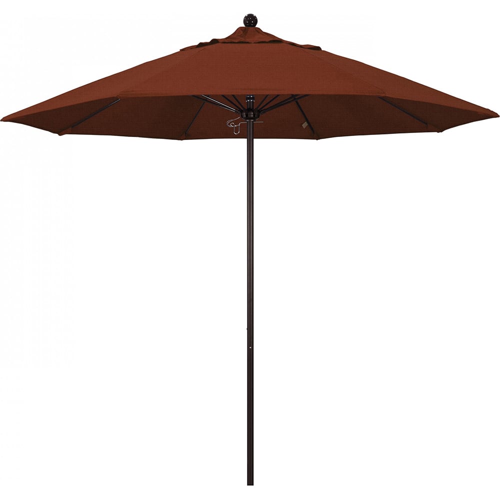 California Umbrella - Patio Umbrellas; Umbrella Diameter (Inch): 108 ; Height (Feet): 8.583 ; Fabric Color: Terracotta ; Base Included: No ; Frame Material: Aluminum ; Frame Color: Bronze - Exact Tool & Supply