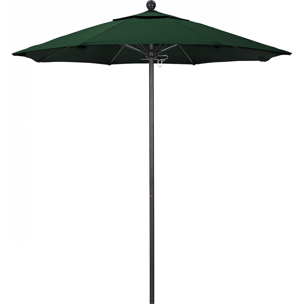 California Umbrella - Patio Umbrellas; Umbrella Diameter (Inch): 90 ; Height (Feet): 8.000 ; Fabric Color: Hunter Green ; Base Included: No ; Frame Material: Aluminum ; Frame Color: Bronze - Exact Tool & Supply