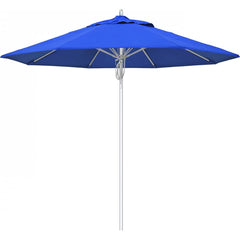 California Umbrella - Patio Umbrellas; Umbrella Diameter (Inch): 90 ; Height (Feet): 8.666 ; Fabric Color: Pacific Blue ; Base Included: No ; Frame Material: Aluminum ; Frame Color: Silver - Exact Tool & Supply