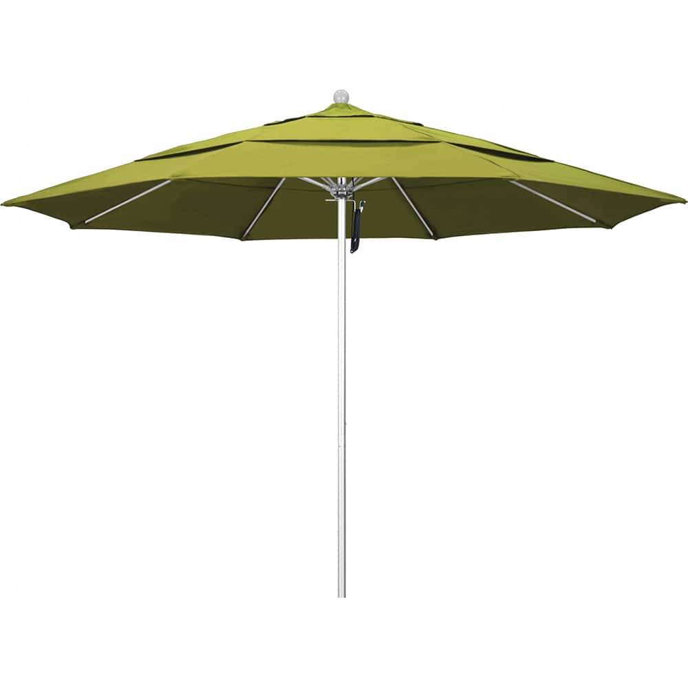 California Umbrella - Patio Umbrellas; Umbrella Diameter (Inch): 132 ; Height (Feet): 8.916 ; Fabric Color: Kiwi ; Base Included: No ; Frame Material: Aluminum ; Frame Color: Silver - Exact Tool & Supply