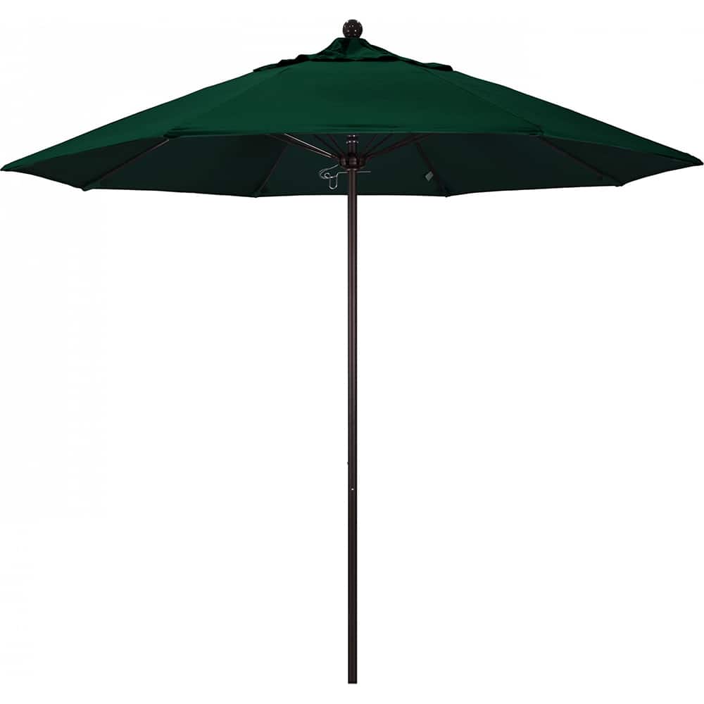 California Umbrella - Patio Umbrellas; Umbrella Diameter (Inch): 108 ; Height (Feet): 8.583 ; Fabric Color: Hunter Green ; Base Included: No ; Frame Material: Aluminum ; Frame Color: Bronze - Exact Tool & Supply